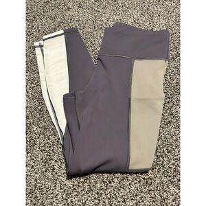 D46 Athleta Gray White Mesh‎ High Rise Workout Running Leggings medium